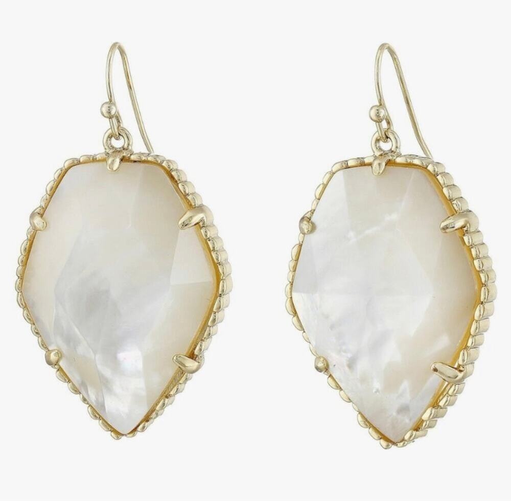 Kendra Scott Corley Gold Tone Frame Drop Earrings Iridescent